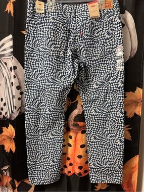 Levi's Women’s Middy Straight Irregular Geometric Print Denim Jeans NWT